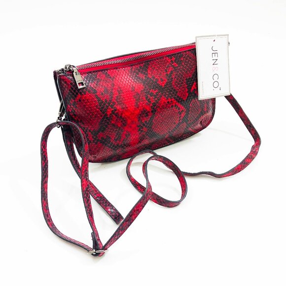 NWT Jen & Co Riley Crossbody Clutch Bag Red & Black 8x5x1.5 inches - Picture 1 of 8